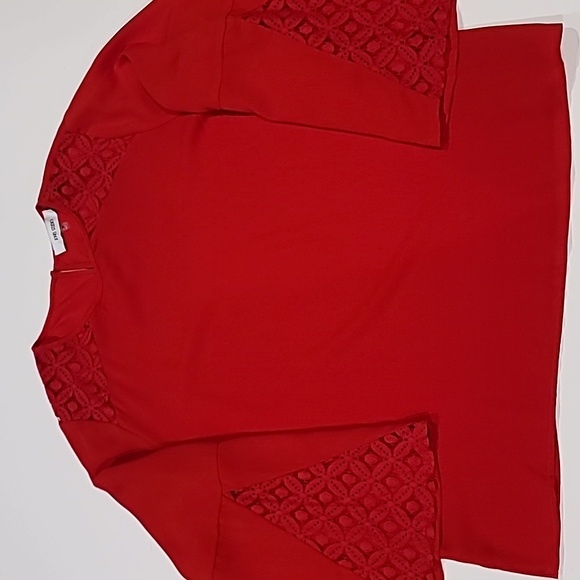 Jones Studio Lace Detail Pullover With Bell Sleeves Top Red 2X - Picture 4 of 12